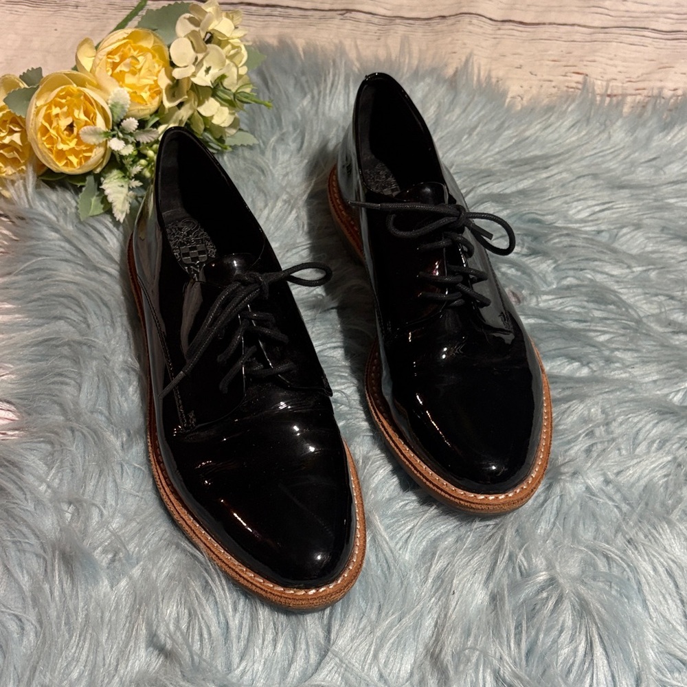 Vince Camuto Black Patent Leather Loafers